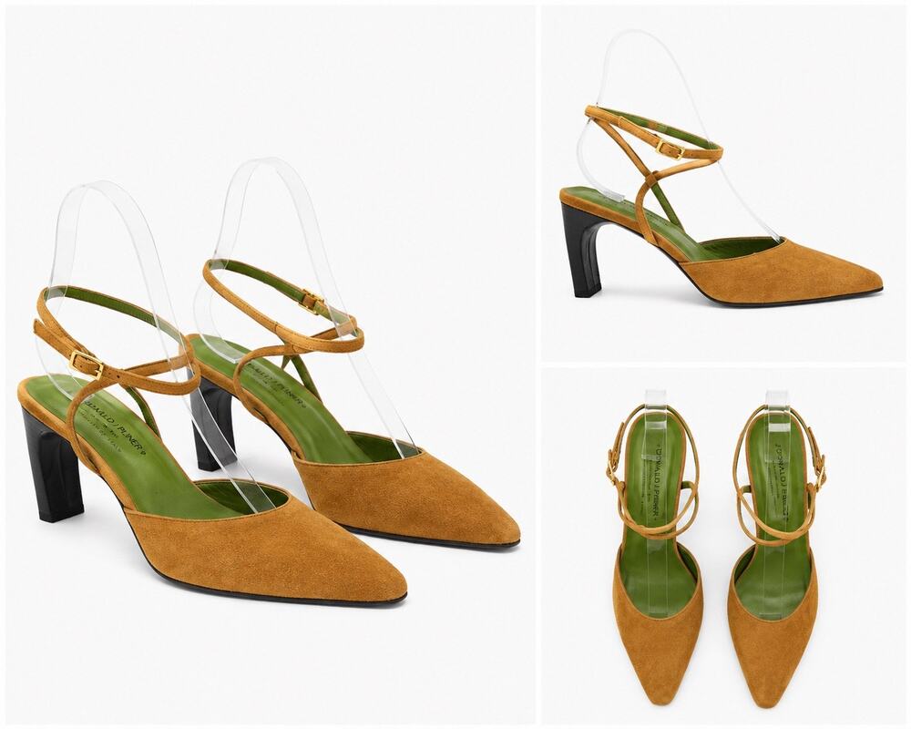 Donald J Pliner Suede Pointed Toe Slingback Pumps Yellow Italy Women’s 5.5M